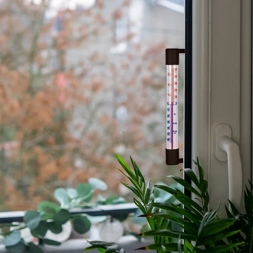 Bruine buitenthermometer (-50°C tot +50°C) 18cm - 7 ['buitenthermometer', ' thermometer', ' vensterthermometer', ' thermometer leesbare schaal', ' thermometer van kunststof', ' thermometer voor raam', ' thermometer voor balkon', ' tweezijdige thermometer', ' zelfklevende thermometer']