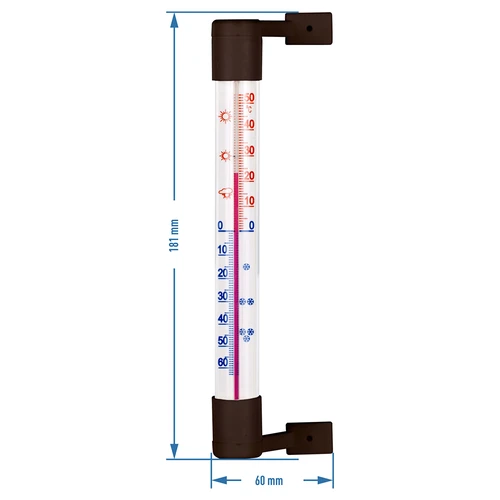 Bruine buitenthermometer (-50°C tot +50°C) 18cm - 3 ['buitenthermometer', ' thermometer', ' vensterthermometer', ' thermometer leesbare schaal', ' thermometer van kunststof', ' thermometer voor raam', ' thermometer voor balkon', ' tweezijdige thermometer', ' zelfklevende thermometer']