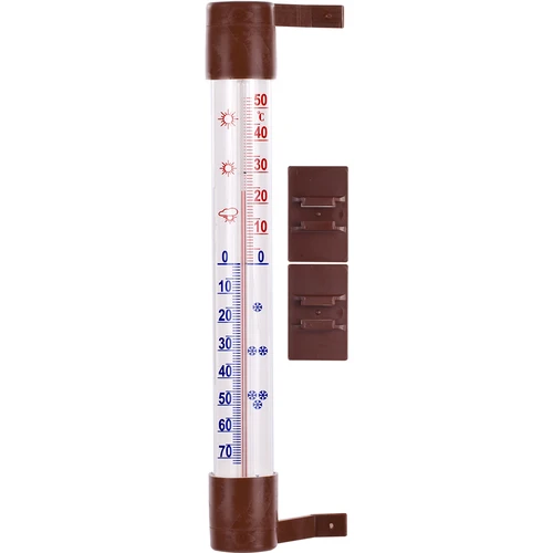 Bruine buitenthermometer (-60°C tot +50°C) 23cm  - 1 ['buitenthermometer', ' welke temperatuur']