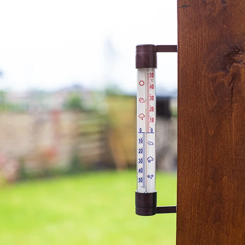 Bruine buitenthermometer (-60°C tot +50°C) 23cm - 2 ['buitenthermometer', ' welke temperatuur']