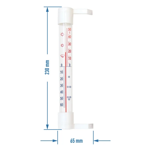 Buitenthermometer (-50°C tot +50°C) 23cm mix - 2 ['buitenthermometer', ' thermometer', ' vensterthermometer', ' thermometer met duidelijke schaal', ' thermometer van kunststof', ' thermometer voor raam', ' thermometer voor balkon', ' tweezijdige thermometer']