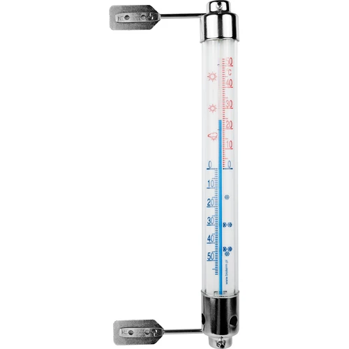 Buitenthermometer met metalen behuizing (-50°C tot +50°C) 20cm  - 1 ['buitenthermometer kwikvrij', ' thermometer', ' raamthermometer', ' thermometer leesbare schaal', ' thermometer van kunststof', ' thermometer voor raam', ' thermometer voor balkon', ' tweezijdige thermometer', ' zelfklevende thermometer']