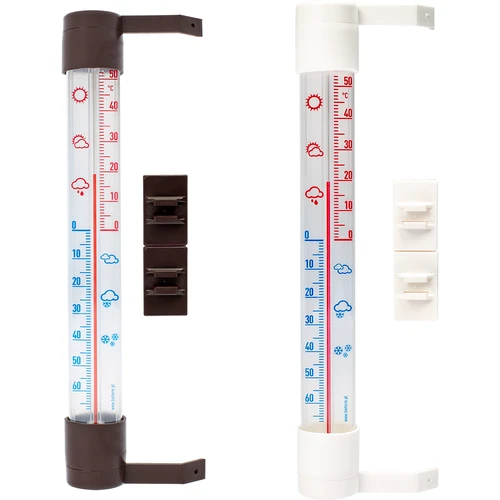 Buitenthermometer met transparante schaal (-70°C tot +50°C) 23cm mix  - 1 ['buitenthermometer', ' welke temperatuur', ' plakthermometer', ' schroefthermometer', ' duidelijke schaal']