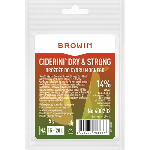 Cidergist Ciderini Strong, 5 g  - 1 ['gist voor cider', ' gist voor sterke cider', ' gist voor appelcider', ' sterke cider', ' appelcider']