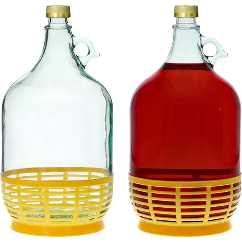 Dame Karaf 5 L met dop en plastic mand - 3 ['karaf', ' karaf voor wijn', ' dame karaf', ' dame in mand', ' dame 5 L', ' ballon 5 L', ' demijohn', ' ballon in mand', ' fles dame 5L in mand', ' ballon', ' karaf voor wijn', ' karaf voor sterke drank']