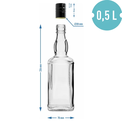 Daniels-fles 500 ml met schroefdop, 1 stuk - 6