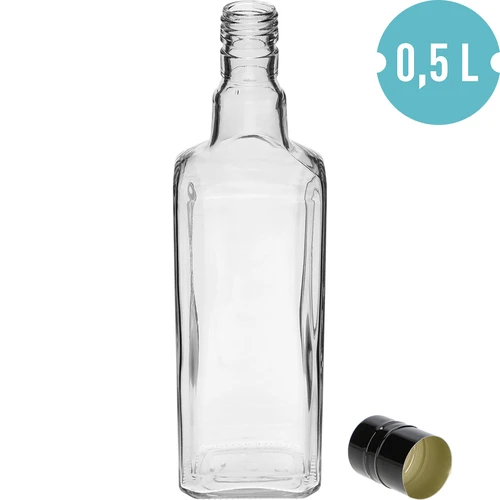 Decoratieve fles TYNKTURA 0,5 L, met lange zwarte schroefdop Ø 28 mm, 1 stuk. - 2