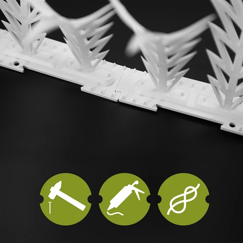 Decoratieve vogelafschrikkende strips met spikes, wit - van kunststof, 6 stuks - 6 ['vogelafschrikker', ' vogelspikes', ' spikes tegen vogels', ' plastic spikes afschrikker', ' duivenspikes', ' decoratieve spikes voor vensterbank', ' strip met spikes tegen vogels', ' decoratieve strip met spikes', ' plastic strips voor vogels', ' bescherming tegen vogels', ' bescherming tegen duiven', ' gevelbescherming tegen vogels', ' vogels afschrikken', ' schone vensterbank', ' spikes op plastic strip', ' set spikes voor vogels', ' effectieve bescherming tegen duiven', ' vogels', ' vogels afschrikkende spikes', ' decoratieve strips om vogels af te schrikken', ' hoe vogels effectief af te schrikken', ' strips en spikes veilig voor vogels']