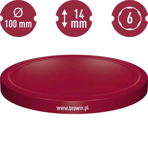 Deksel fi 100 bordeaux - 10 stuks - 3 ['deksels voor potten', ' deksels fi 100', ' goede deksels voor potten', ' deksels voor potten browin', ' deksels voor potten', ' schroefdoppen voor potten', ' twist-off deksels', ' TO deksels']