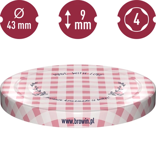 Deksel fi 43 geruit - 10 stuks - 10 ['doppen', ' deksels', ' voor potten', ' voor wecken', ' voor conserven', ' dop', ' deksel', ' voor pot fi 43', ' fi43']