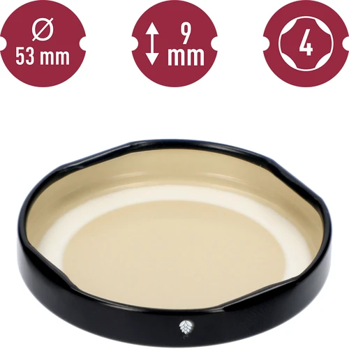 Deksel fi 53/4 zwart - 10 stuks - 5 ['deksels voor potten', ' deksel 4 klemmen', ' doppen', ' deksels', ' zwart deksel', ' deksel voor pot', ' doppen voor potten', ' deksel voor pot', ' deksels TO fi 53', ' twist off deksels', ' deksels 10 stuks']