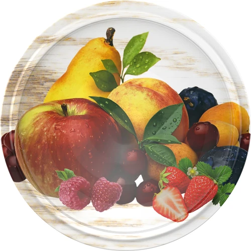 Deksel fi 66/4 fruit op witte achtergrond - 10 stuks  - 1 ['deksels voor potten', ' schroefdoppen voor potten', ' deksels voor potten', ' fruitdeksels', ' deksels met fruit', ' decoratieve deksels voor potten', ' deksels met 4 klemmen', ' deksels met klik', ' deksels voor jam', ' deksels voor confituur', ' deksels voor compotes']