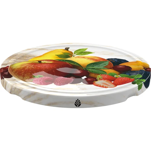 Deksel fi 66/4 fruit op witte achtergrond - 10 stuks - 2 ['deksels voor potten', ' schroefdoppen voor potten', ' deksels voor potten', ' fruitdeksels', ' deksels met fruit', ' decoratieve deksels voor potten', ' deksels met 4 klemmen', ' deksels met klik', ' deksels voor jam', ' deksels voor confituur', ' deksels voor compotes']