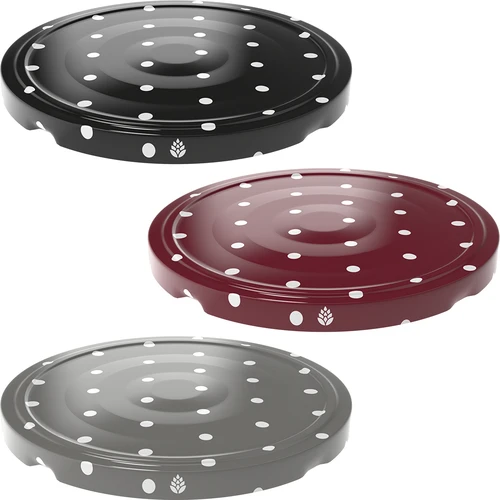 Deksel fi 66/4 stippen mix - 10 stuks. - 5 ['deksel voor pot', ' klikdeksels', ' deksels voor potten', ' TO deksels', ' twist-off deksels', ' deksels fi 66', ' deksels met stippen', ' deksels met stippen', ' deksels fi 66', ' deksels met 4 haken', ' browin deksels', '']