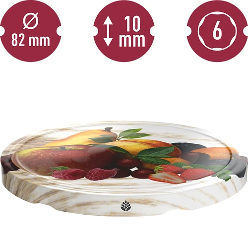 Deksel fi 82/6 fruit op witte achtergrond - 10 stuks - 3 ['deksels voor potten', ' schroefdoppen voor potten', ' deksels voor potten', ' fruitdeksels', ' deksels met fruit', ' decoratieve deksels voor potten', ' deksels', ' deksels met 6 klemmen', ' deksels met klik', ' deksels voor jam', ' deksels voor confituren', ' deksels voor compotes']
