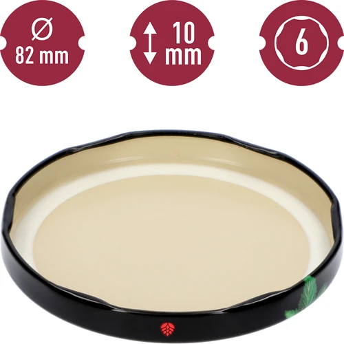Deksel fi 82/6 fruit op zwarte achtergrond - 10 stuks - 4 ['doppen', ' potten', ' doppen voor jam', ' opslag', ' potdeksels', ' seizoensfruit', ' deksels voor potten', ' deksel fi 82', ' klikdoppen']