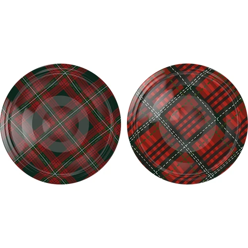 Deksel fi66 Schotse ruit mix, 10 stuks.  - 1 ['deksel voor pot', ' klikdeksels', ' deksels voor potten', ' TO deksels', ' twist-off deksels', ' deksels fi 66', ' geruite deksels', ' deksels fi 66/4', ' 4-klauwdeksels', ' Browin deksels.']