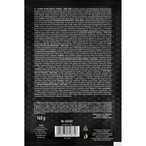 Distilleergist Turbo Carbo - 3 ['schone fermentatie', ' gist met actieve kool', ' turbo gist met actieve kool', ' aangename geur van distilleerwort']