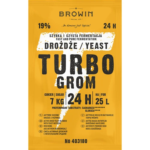 Distilleergist Turbo Grom 24h - 2 ['gist voor alcohol', ' gist voor spiritus', ' gist voor zelfgestookte drank', ' gist voor samogon', ' gist voor moonshine', ' zelfgestookte drank', ' samogon', ' moonshine', ' snelle fermentatie']