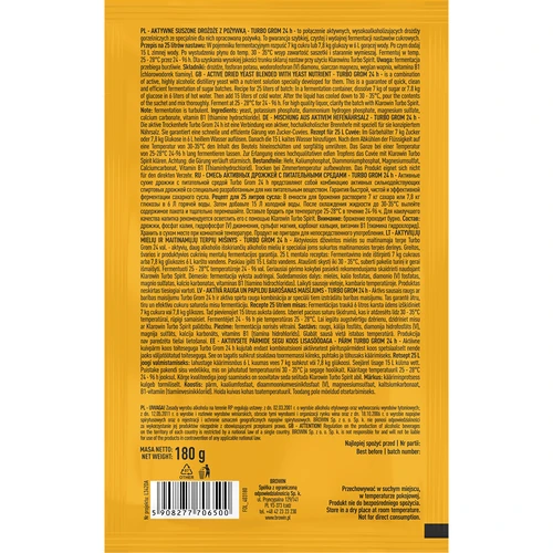 Distilleergist Turbo Grom 24h - 3 ['gist voor alcohol', ' gist voor spiritus', ' gist voor zelfgestookte drank', ' gist voor samogon', ' gist voor moonshine', ' zelfgestookte drank', ' samogon', ' moonshine', ' snelle fermentatie']