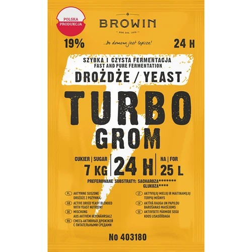 Distilleergist Turbo Grom 24h  - 1 ['gist voor alcohol', ' gist voor spiritus', ' gist voor zelfgestookte drank', ' gist voor samogon', ' gist voor moonshine', ' zelfgestookte drank', ' samogon', ' moonshine', ' snelle fermentatie']