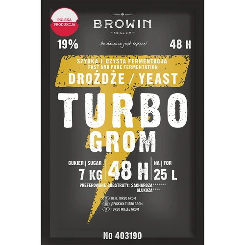 Distilleergist Turbo Grom 48h  - 1 ['gist voor alcohol', ' gist voor spiritus', ' gist voor zelfgestookte drank', ' gist voor samogon', ' gist voor moonshine', ' zelfgestookte drank', ' samogon', ' moonshine']
