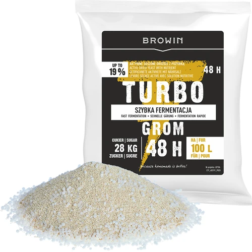 Distilleergist Turbo Grom 48u 100L - 4 ['gist voor alcohol', ' gist voor spiritus', ' gist voor zelfgestookte drank', ' gist voor samogon', ' gist voor moonshine', ' zelfgestookte drank', ' samogon', ' moonshine']