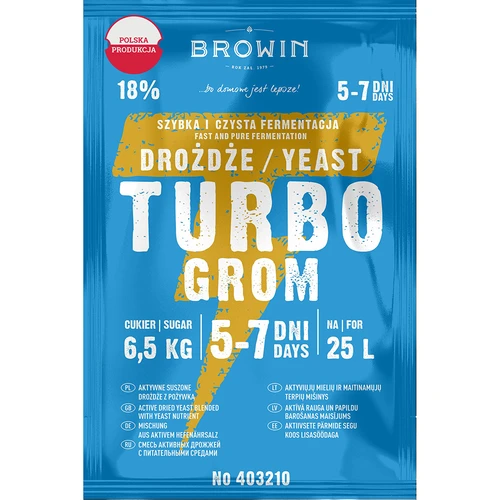 Distilleergist Turbo Grom 5-7 dagen  - 1 ['gist voor alcohol', ' gist voor spiritus', ' gist voor moonshine', ' gist voor zelfgemaakte drank', ' gist voor maanshine', ' moonshine', ' zelfgemaakte drank', ' maanshine']