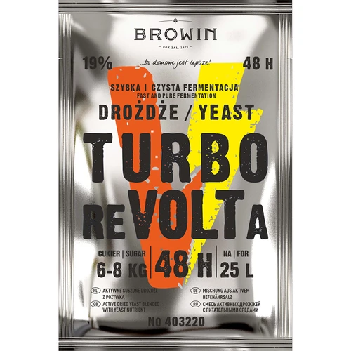 Distilleergist Turbo reVOLTa 48u - 2 ['voor suikeroplossingen', ' blijfthuis', ' technische alcohol', ' snelle fermentatie', ' hoog alcoholpercentage', ' turbo gist']