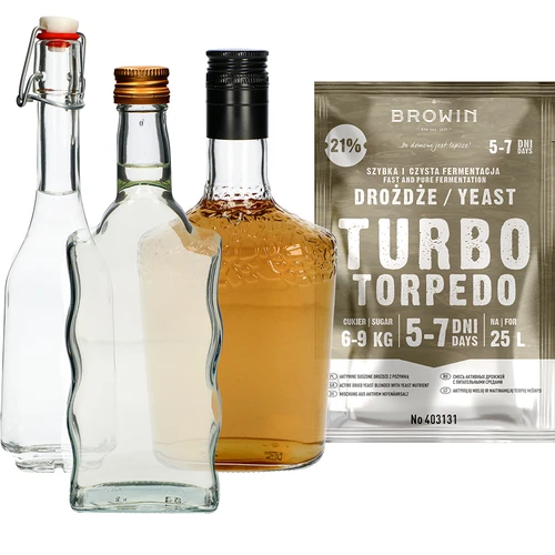 Distilleergist Turbo Torpedo 5-7 dagen 21% 100g - 6 ['turbo gist', ' distilleergist', ' gist voor alcohol', ' voor fruitmengsels', ' gist voor aardappelen', ' gist tot 21%', ' voor brouwsel', ' sterke gist', ' distillatie', ' voor hooggradige mengsels', ' browin gist', ' gist voor whiskey', ' gist voor wodka van aardappelen', ' zelfgemaakte alcohol']