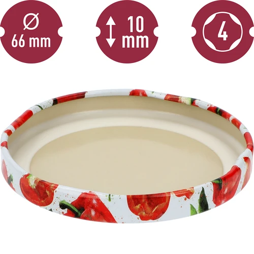 Dop fi 66/4 paprikatekeningen - 10 stuks. - 4 ['doppen fi 66/4', ' doppen met paprika', ' doppen voor conserven', ' doppen voor potten', ' decoratieve doppen', ' decoratieve doppen', ' doppen met opdruk', ' ingelegde paprika', ' gefermenteerde paprika']