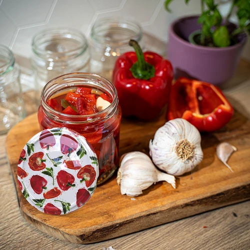 Dop fi 66/4 paprikatekeningen - 10 stuks. - 5 ['doppen fi 66/4', ' doppen met paprika', ' doppen voor conserven', ' doppen voor potten', ' decoratieve doppen', ' decoratieve doppen', ' doppen met opdruk', ' ingelegde paprika', ' gefermenteerde paprika']