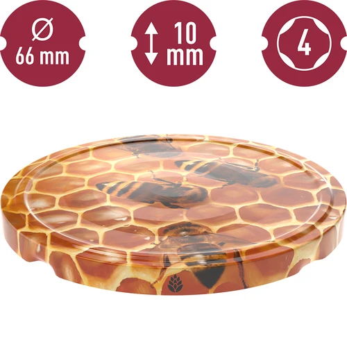 Dop fi 66 honingraat - 10 stuks - 3 ['dop', ' doppen', ' dop', ' doppen', ' doppen voor honing', ' doppen voor potten', ' fi66', ' potten voor honing', ' fi 66', ' honingopslag', ' honing van de eigen bijenstal', ' potten voor honing', ' doppen met honingpatroon', ' honingraat']