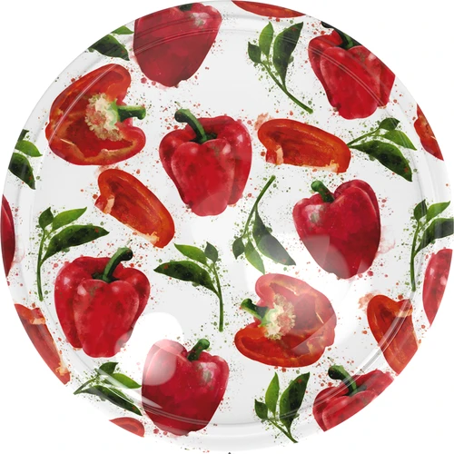 Dop fi 82/6 paprikatekeningen - 10 stuks.  - 1 ['doppen 82/6', ' doppen met paprika', ' doppen voor conserven', ' doppen voor potten', ' decoratieve doppen', ' decoratieve doppen', ' doppen met opdruk', ' ingelegde paprika', ' gefermenteerde paprika']