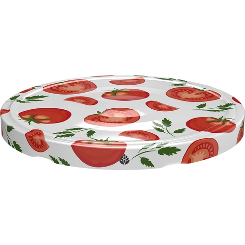 Doppen fi 82/6 tomaten - 10 stuks - 2 ['witte dop', ' kleurrijk tomatenpatroon', ' pasteurisatie', ' procescontrole', ' opslag', ' maat fi Tomaten 82', ' voorraadkastdecoratie', ' doppen voor pasteurisatie', ' groentedoppen', ' tomatendoppen']