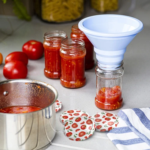 Doppen fi 82/6 tomaten - 10 stuks - 4 ['witte dop', ' kleurrijk tomatenpatroon', ' pasteurisatie', ' procescontrole', ' opslag', ' maat fi Tomaten 82', ' voorraadkastdecoratie', ' doppen voor pasteurisatie', ' groentedoppen', ' tomatendoppen']