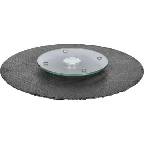 Draaiplateau van leisteen fi30cm - 7 ['serveerplank', ' serveerset op draaiplateau', ' kaasplank', ' vleeswaren en snacks plank', ' serveerplank', ' draaiplank', ' draaiplateau', ' serveerplateau', ' serveersteen', ' leisteenplaat voor sushi', ' sushiplank', ' fingerfood plaat', ' serveerplateau', ' serveerplank.']