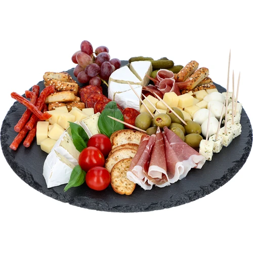Draaiplateau van leisteen fi30cm  - 1 ['serveerplank', ' serveerset op draaiplateau', ' kaasplank', ' vleeswaren en snacks plank', ' serveerplank', ' draaiplank', ' draaiplateau', ' serveerplateau', ' serveersteen', ' leisteenplaat voor sushi', ' sushiplank', ' fingerfood plaat', ' serveerplateau', ' serveerplank.']