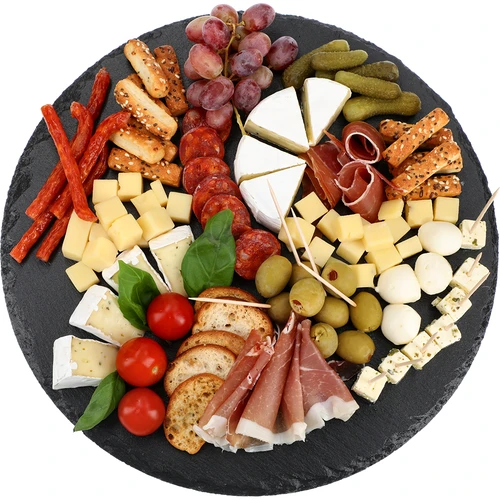 Draaiplateau van leisteen fi30cm - 10 ['serveerplank', ' serveerset op draaiplateau', ' kaasplank', ' vleeswaren en snacks plank', ' serveerplank', ' draaiplank', ' draaiplateau', ' serveerplateau', ' serveersteen', ' leisteenplaat voor sushi', ' sushiplank', ' fingerfood plaat', ' serveerplateau', ' serveerplank.']