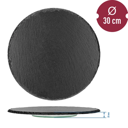 Draaiplateau van leisteen fi30cm - 9 ['serveerplank', ' serveerset op draaiplateau', ' kaasplank', ' vleeswaren en snacks plank', ' serveerplank', ' draaiplank', ' draaiplateau', ' serveerplateau', ' serveersteen', ' leisteenplaat voor sushi', ' sushiplank', ' fingerfood plaat', ' serveerplateau', ' serveerplank.']
