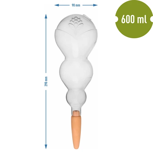 Drievoudige bewateringsbol (driekamer), transparant kleurloos, met keramische voet, 600 ml - 5