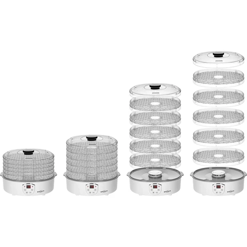 Droger voor paddenstoelen, fruit, groenten en kruiden met temperatuurregeling, 240W, transparant - 9 ['voedseldroger', ' paddenstoelendroger', ' gedroogd fruit', ' gedroogde groenten', ' voedselopslag', ' voedsel drogen', ' voedseldrogers', ' temperatuurregeling', ' transparante droger', ' dehydrator']