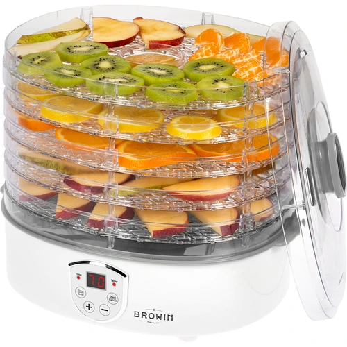 Droger voor paddenstoelen, fruit, groenten en kruiden met temperatuurregeling, 240W, transparant - 6 ['voedseldroger', ' paddenstoelendroger', ' gedroogd fruit', ' gedroogde groenten', ' voedselopslag', ' voedsel drogen', ' voedseldrogers', ' temperatuurregeling', ' transparante droger', ' dehydrator']