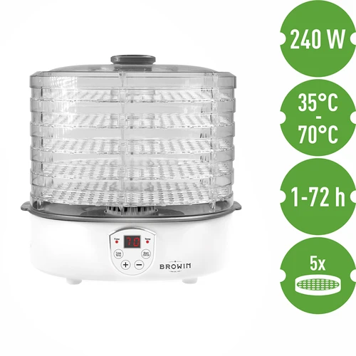 Droger voor paddenstoelen, fruit, groenten en kruiden met temperatuurregeling, 240W, transparant - 7 ['voedseldroger', ' paddenstoelendroger', ' gedroogd fruit', ' gedroogde groenten', ' voedselopslag', ' voedsel drogen', ' voedseldrogers', ' temperatuurregeling', ' transparante droger', ' dehydrator']