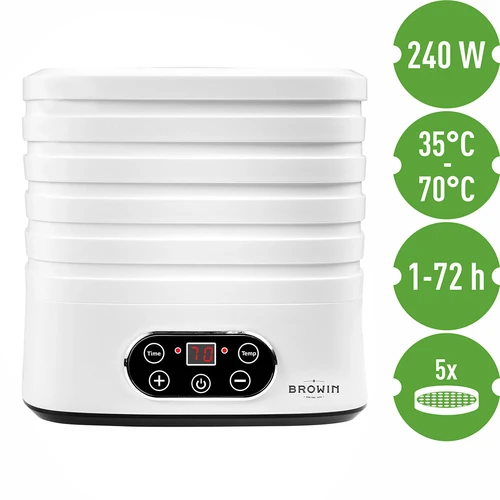 Droger voor paddenstoelen, fruit, groenten en kruiden met temperatuurregeling, 240W, wit - 9 ['voedseldroger', ' paddenstoelendroger', ' gedroogd fruit', ' gedroogde groenten', ' voedselopslag', ' voedsel drogen', ' voedseldrogers', ' temperatuurregeling', ' dehydrator']