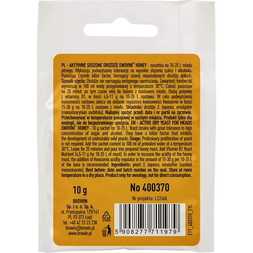 Drożdże winiarskie Enovini® HONEY, 10 g - 2