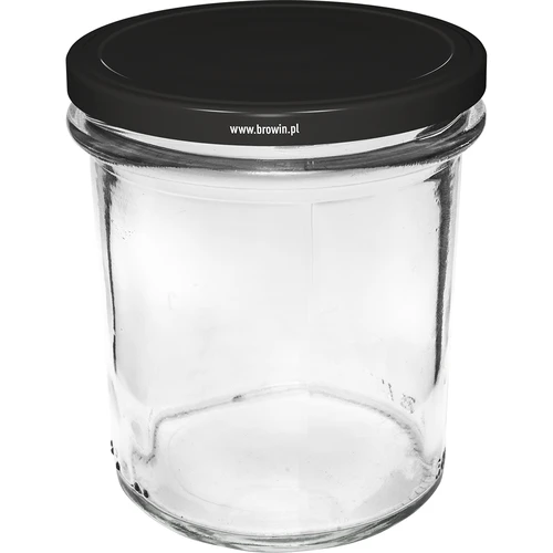 Eenvoudige pot 350ml met zwart deksel fi82 - 6st. - 2 ['set van potten', ' potten voor fermenteren', ' potten voor jam', ' potten met deksels', ' potten fi 82', ' potten met 6 clips deksels', ' potten met zwarte deksels', ' voor conserven', ' voor wecken', ' voor vlees', ' pottenverzameling']