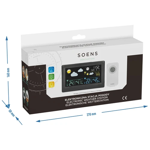 Elektronisch weerstation – draadloos, met sensor, zwart - 14 ['draadloos weerstation', ' meting van buitentemperatuur en binnentemperatuur', ' vochtigheidsmeting', ' weerstation met kalender', ' weerstation met wekker', ' nauwkeurig weerstation', ' weerstation', ' elektronisch weerstation', ' universeel weerstation', ' ideale weermeter', ' temperatuurcontrole', ' weerbericht', ' vochtigheidssensor', ' hygrometer', ' barometer', ' meting van atmosferische druk', ' weerbericht', ' maanfasen', ' cadeau-idee', ' trends', ' weerstation met kleurendisplay']