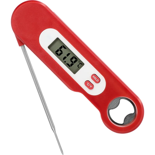 Elektronische culinaire thermometer met inklapbare sonde (-50/+300℃), rood