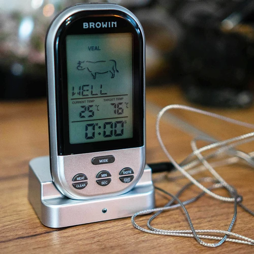 Elektronische draadloze keukenthermometer met sonde (0°C tot 250°C) - 4 ['temperatuur', ' bakthermometer', ' oven thermometer', ' oventhermometer', ' culinaire thermometer', ' keukenthermometer', ' kookthermometer', ' gastronomische thermometer', ' grillthermometer', ' rookthermometer', ' voedselthermometer met sonde', ' vleesthermometer', ' thermometer met sonde', ' keukenthermometer met sonde', ' vleessonde']